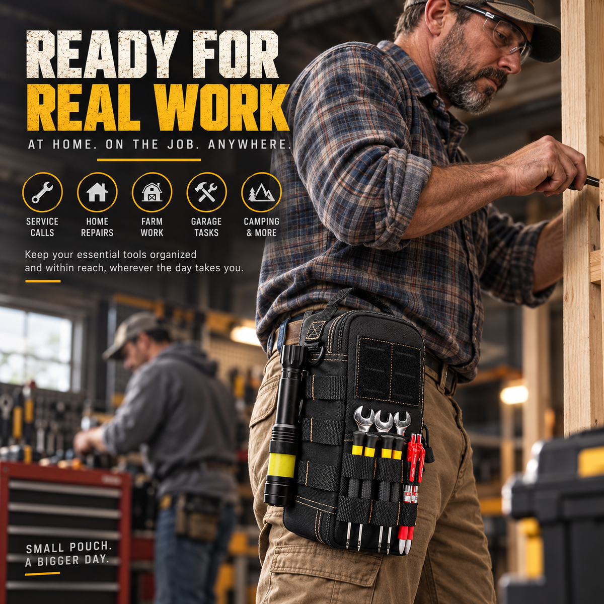 🔧 Waterproof Multi-Pocket Work Tote – Oxford Heavy-Duty Bag, Comfortable Shoulder Strap, Ideal for Trades & Professionals