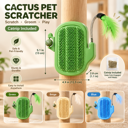 🐾 Self-Grooming Cat Corner – Soft Plastic Itch Relief, Hair Removal & Play Zone with Catnip Ball