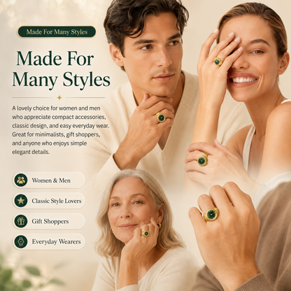 Gold-Tone Ring Watch – Vintage Roman Numeral Dial | Unisex Luxury Novelty Jewelry