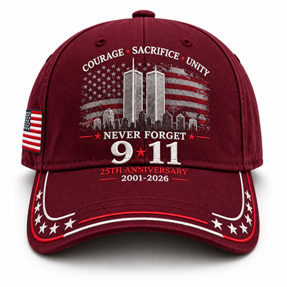 9/11 Never Forget 25th Anniversary Cap – Unisex Patriotic Memorial Hat🧢