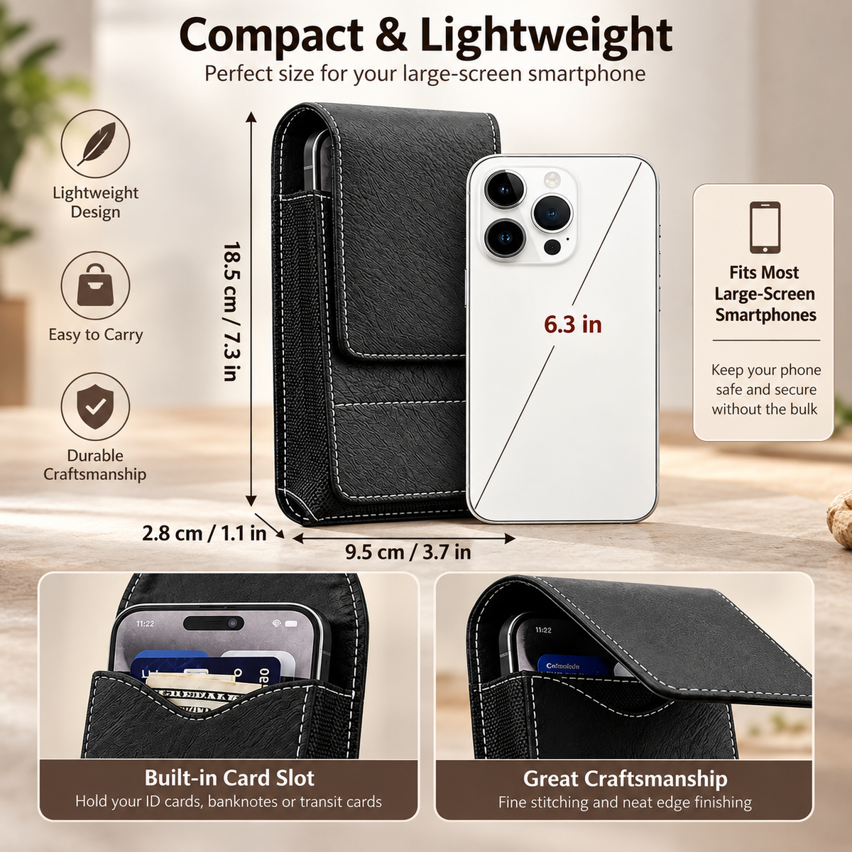 🔒 Magnetic Waist Pouch for Men – Card Slot, Metal Belt Clip, Lightweight & Versatile for Daily Use