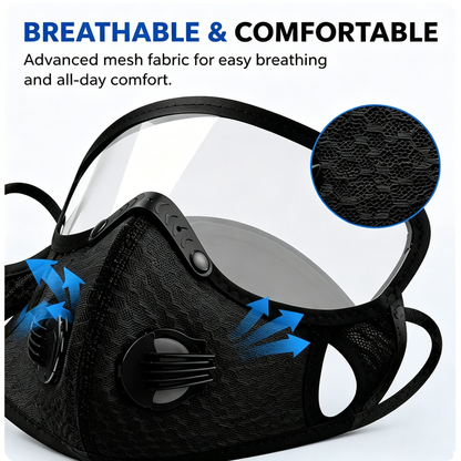 😷🚴‍♂️AirGuard Pro™ Carbon Filter Dust Mask | Breathable • Reusable • Adjustable Protection