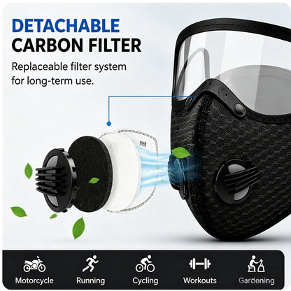 😷🚴‍♂️AirGuard Pro™ Carbon Filter Dust Mask | Breathable • Reusable • Adjustable Protection