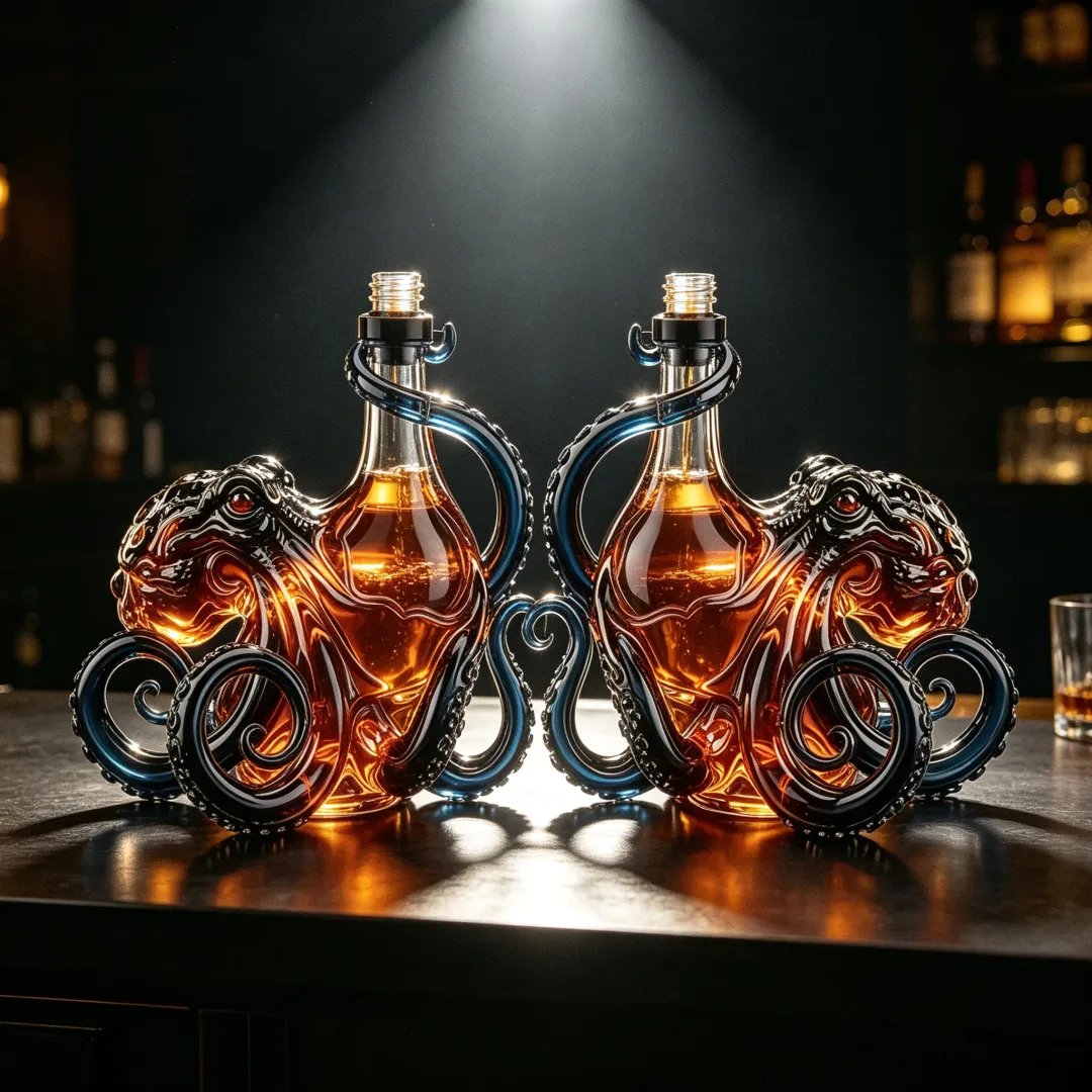 🐙The Black Spiced Rum 3D Sculpted Octopus Collector's Edition Bottle🥃