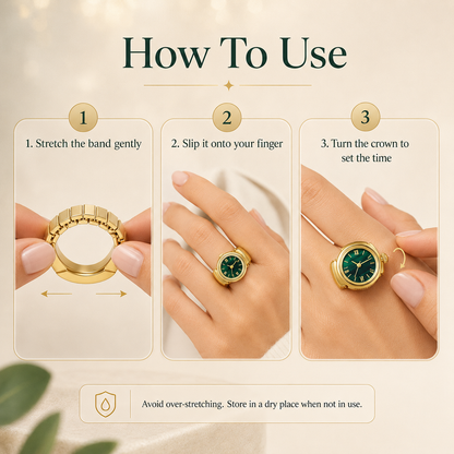 Gold-Tone Ring Watch – Vintage Roman Numeral Dial | Unisex Luxury Novelty Jewelry