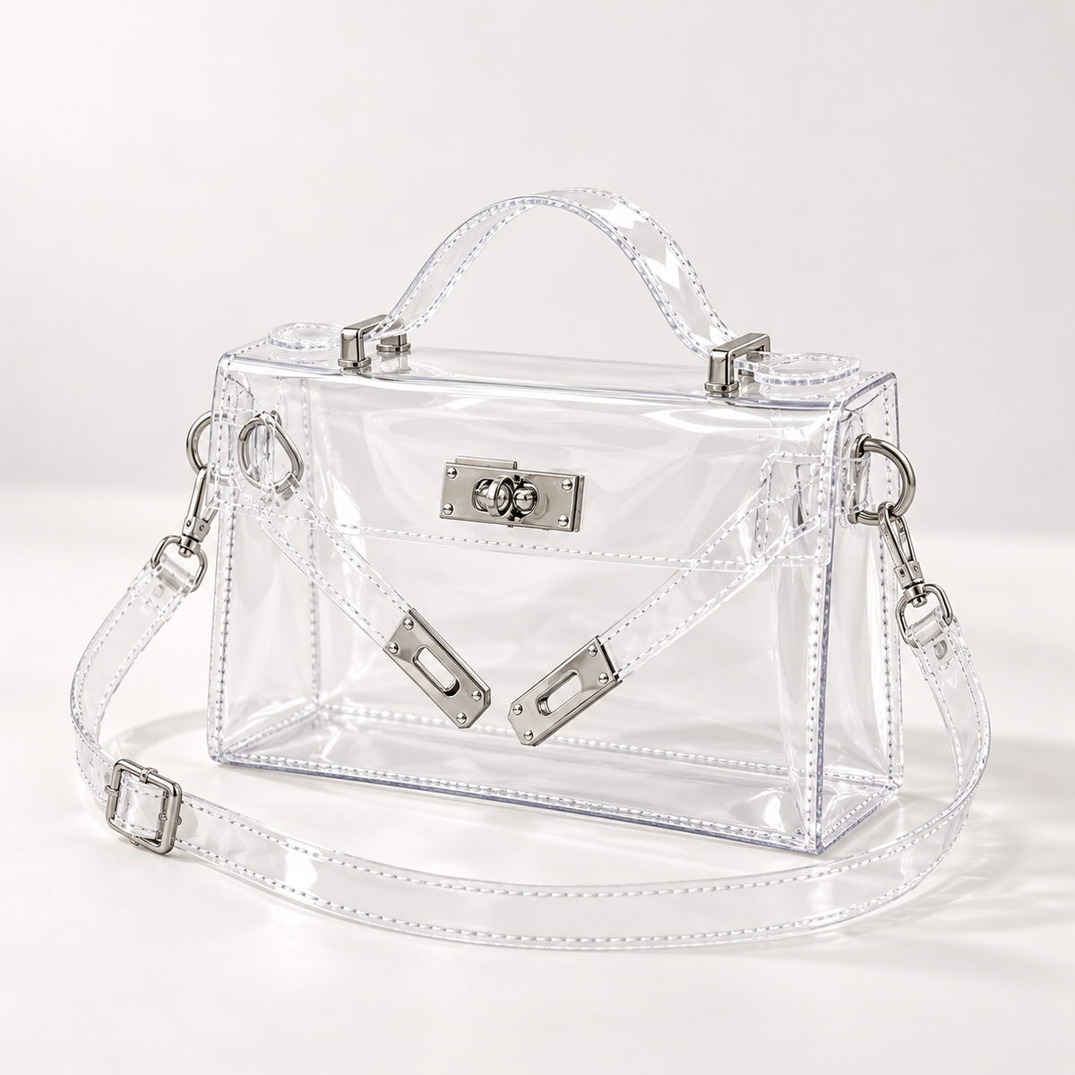 Clear Jelly Tote – Transparent Fashion Beach Bag, Large Capacity with Adjustable Strap & Secure Closure