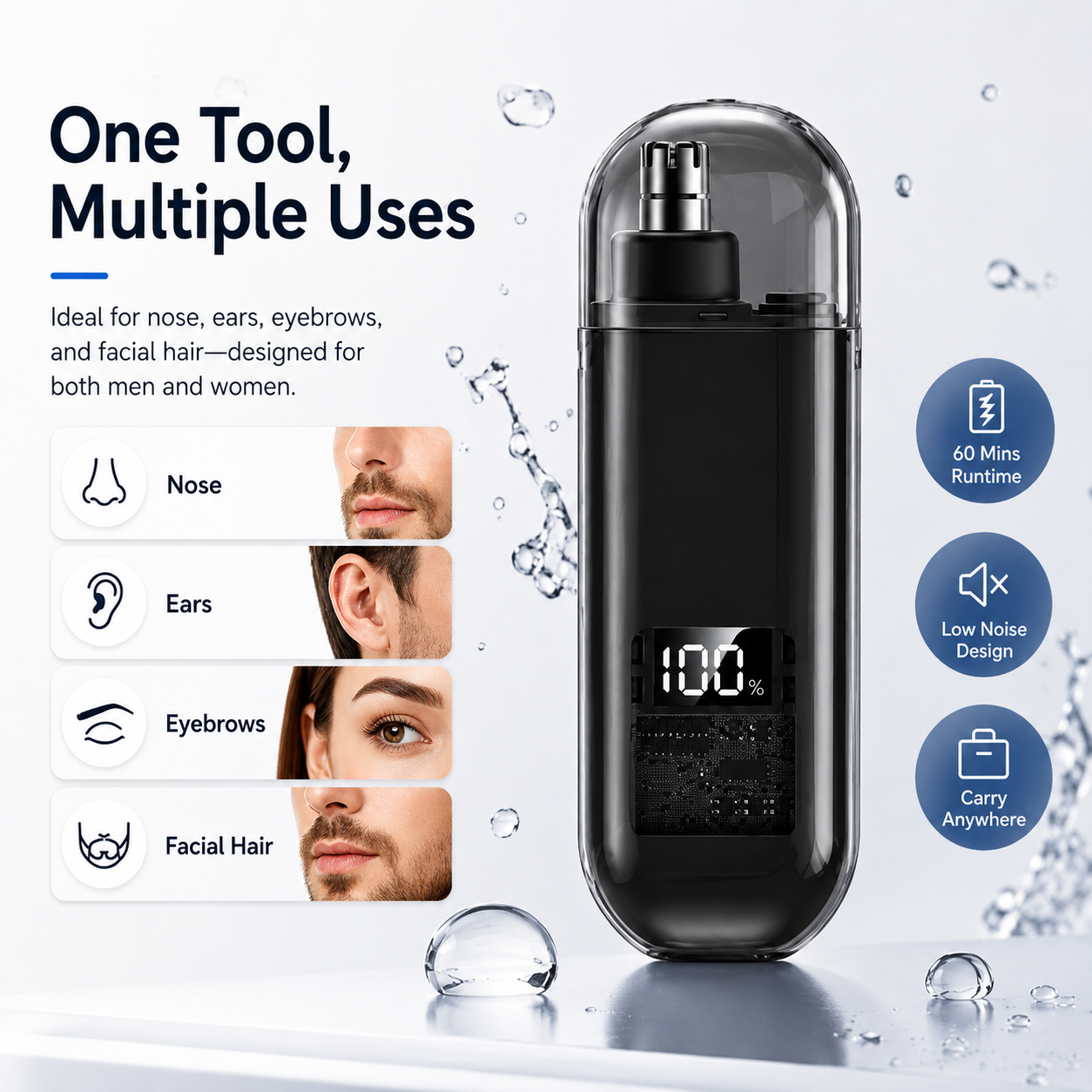 🔥 LAST DAY 50% OFF-🛠️Professional LED Display Nose Hair Trimmer