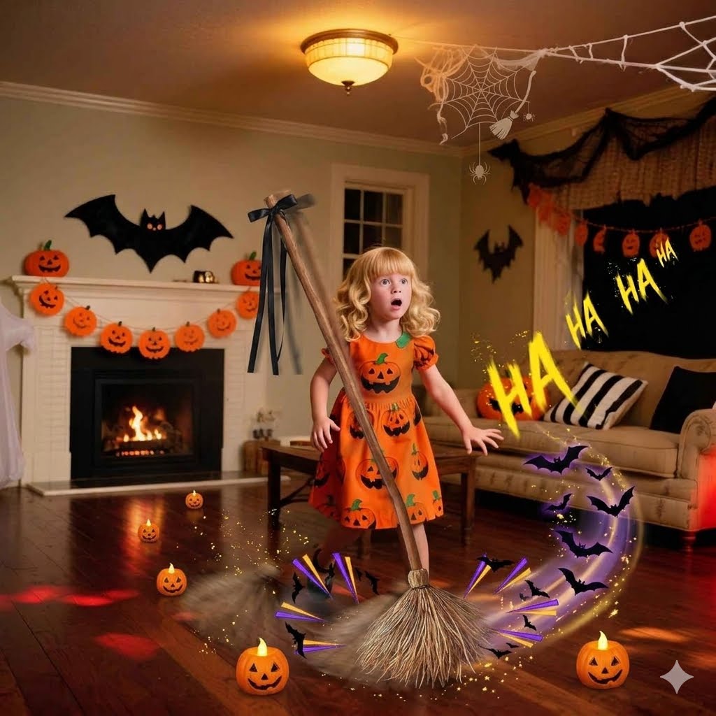 Self-Moving Halloween Witch Broom: Motion-Activated Spooky Decor