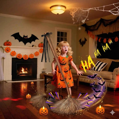 Self-Moving Halloween Witch Broom: Motion-Activated Spooky Decor