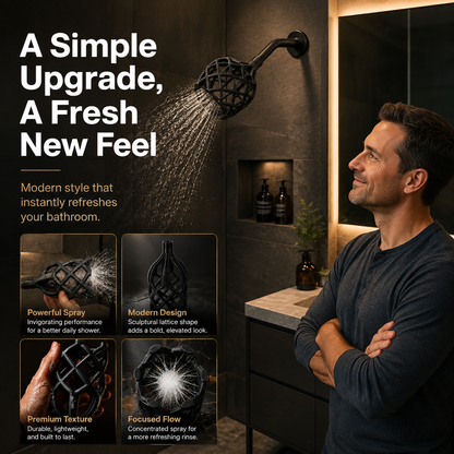Upgraded Wide-Flow Shower Head – Modern 3D-Printed Design, 5-Second Easy Installation