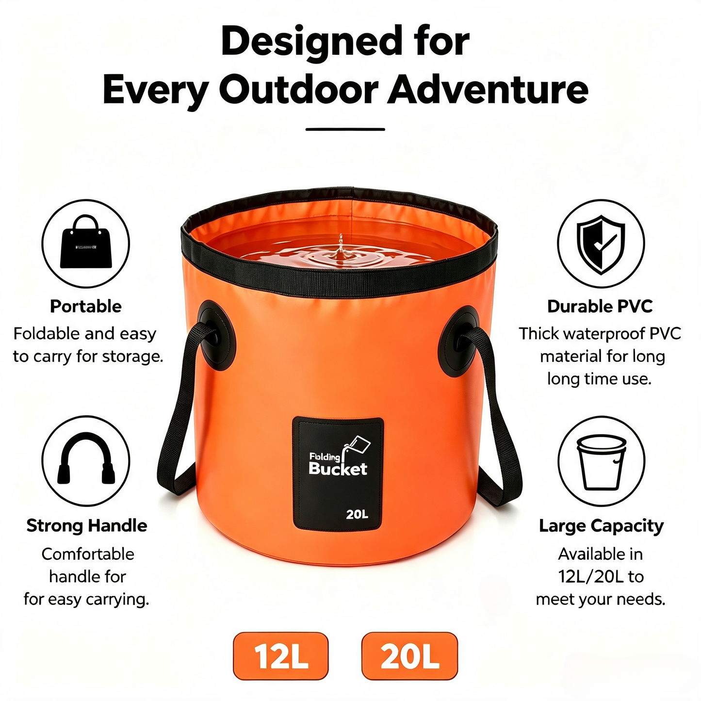 🏕️ Collapsible Water Bucket – Road Trip & Outdoor Essential