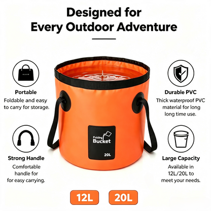 🏕️ Collapsible Water Bucket – Road Trip & Outdoor Essential