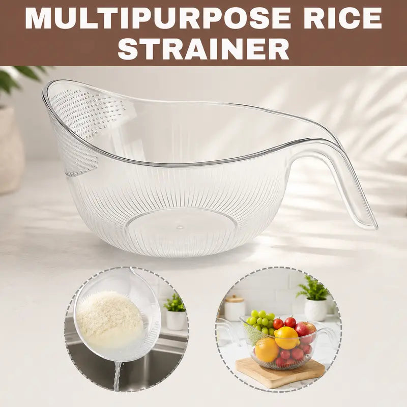 Multipurpose rice washing strainer bowl