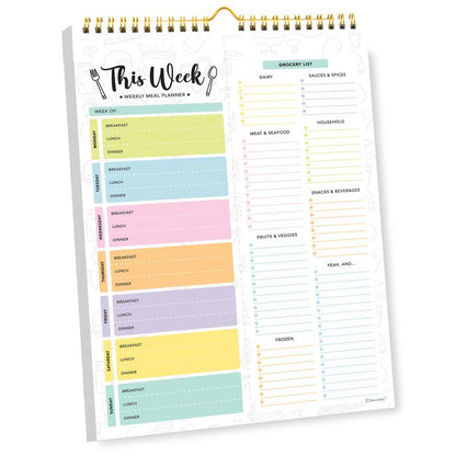 Undated Weekly Meal Planner Pad – 60 Sheets, Strong Magnets & Grocery List | 8.5x11 Fridge Notepad