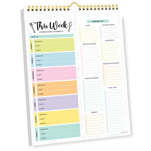 Undated Weekly Meal Planner Pad – 60 Sheets, Strong Magnets & Grocery List | 8.5x11 Fridge Notepad