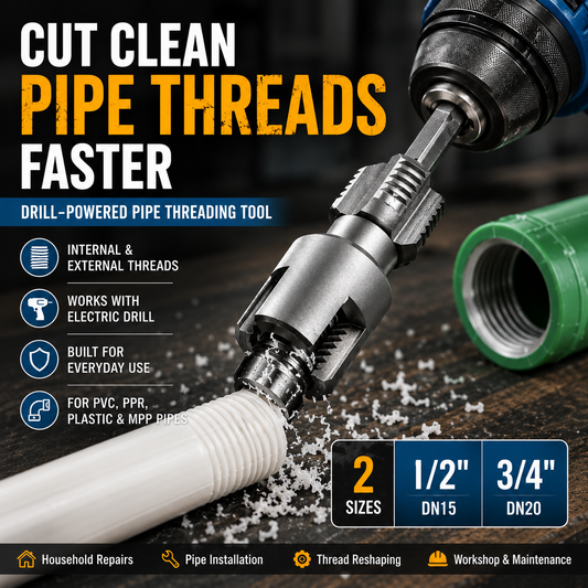 Drill Powered Pipe Thread Cutting Tool Bit for Internal External Threads