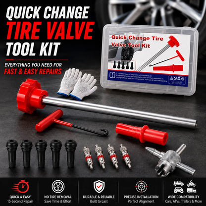 🚗 No More Slow Leaks – Tire Valve Repair Tool Kit for Quick DIY Replacement