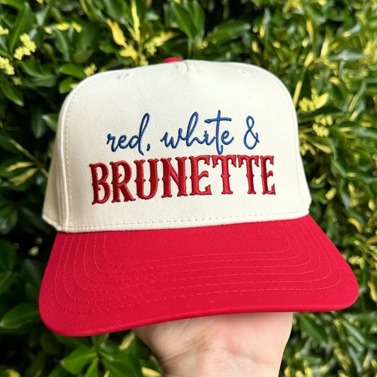 Red White & Brunette Trucker Hat