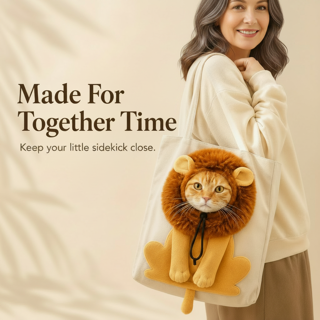 🐱 Cartoon Character Cat Carrier Tote – Face-Forward Shoulder Bag 📸