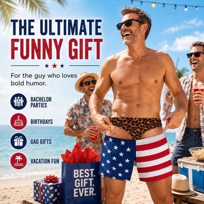 Funny Patriotic Men Swim Trunks - Personalized Birthday Gifts For Husband, Son, Grandson, Brother, Grandpa, Dad, Yourself - Warning Wide Load