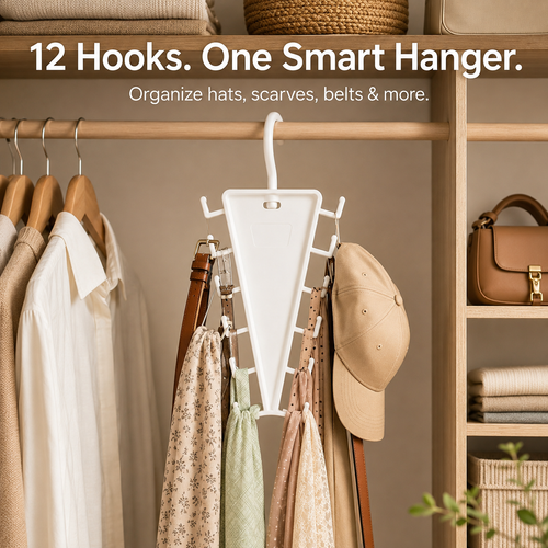 ✨ 12-Hook Rotating V-Hanger – Space-Saving Closet Organizer, 360° Swivel for Easy Access 🧥
