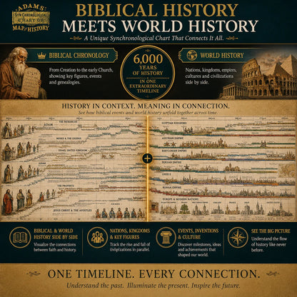 📜 Watch History Unfold – 6,000 Years of Biblical & World Events, Mapped on One Fold‑Out Timeline