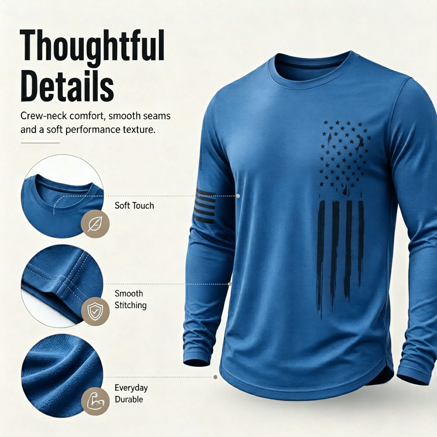 🌟 Men's UV Protective Long Sleeve Athletic Shirt – Lightweight Quick-Dry Activewear with Vintage Logo, Breathable Gym & Casual Tee