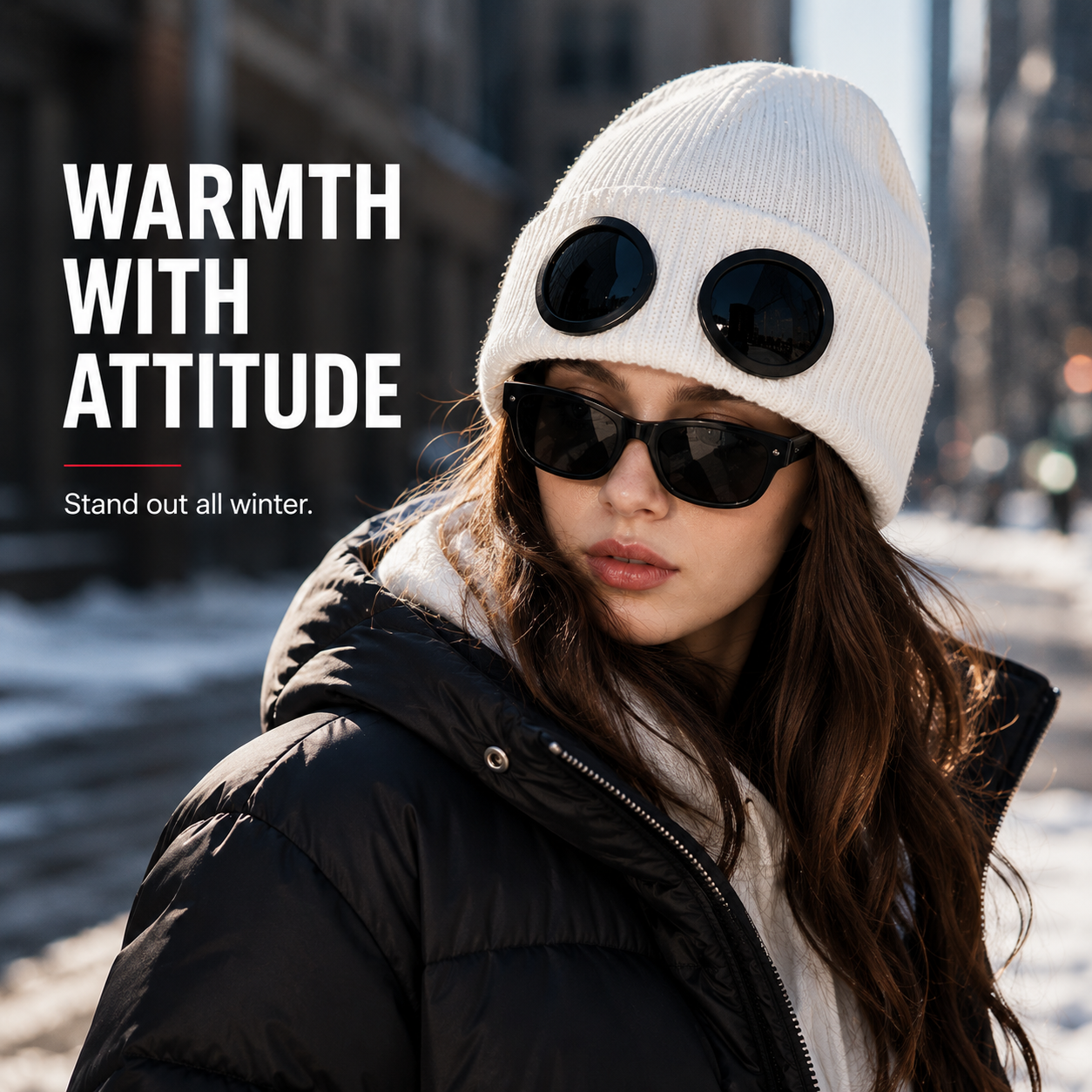 🧶 Winter Knitted Beanie with Built‑In Dark Goggles – Warm Hat & Eye Protection All in One ❄️