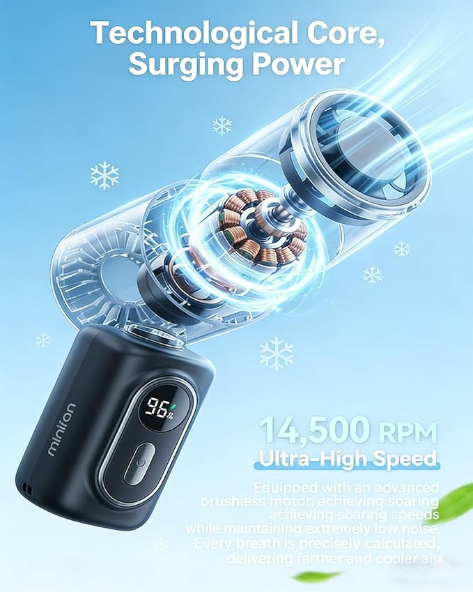 🌬️ Mini Portable Handheld Clip Fan – 3-in-1 Rechargeable 3000mAh Battery 🔋