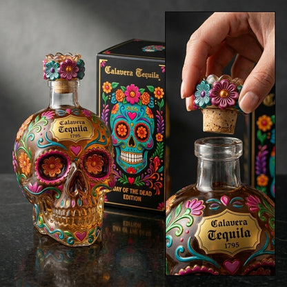 🔥HOT SALE 49% OFF - Day of the Dead Limited Edition Tequila Bottle & Goblet – Limited Edition Art Glass