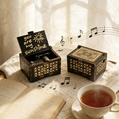 Wooden Hand Crank Music Box