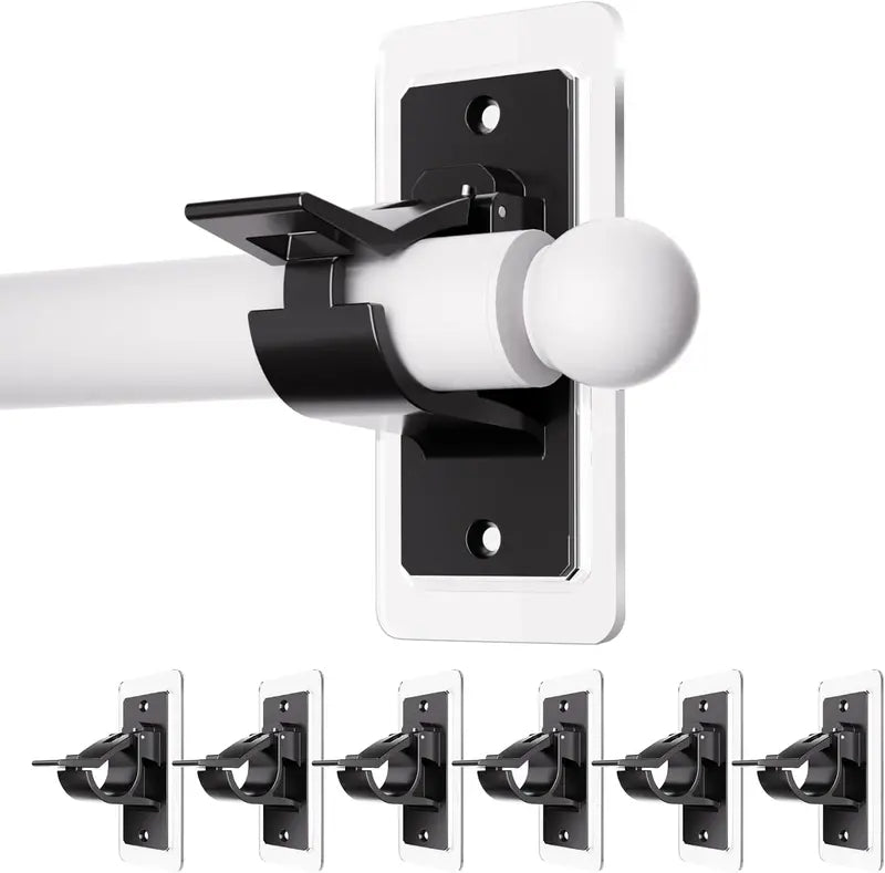 🏠🔨 Self Adhesive Rod Brackets, No Drill Needed Curtain Rod Holders