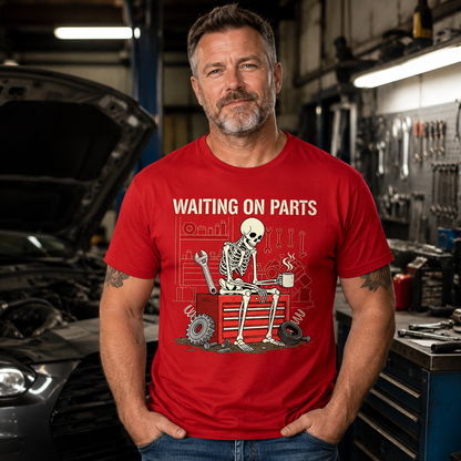 Funny Skeleton Mechanic T-Shirt – Garage Humor Tee for Car Guys, Dads & DIY Lovers