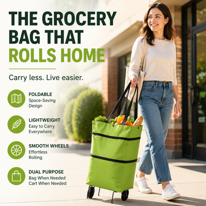 🛒 Lightweight Foldable Grocery Cart-The Rolling Shopping Bag That Saves Your Back