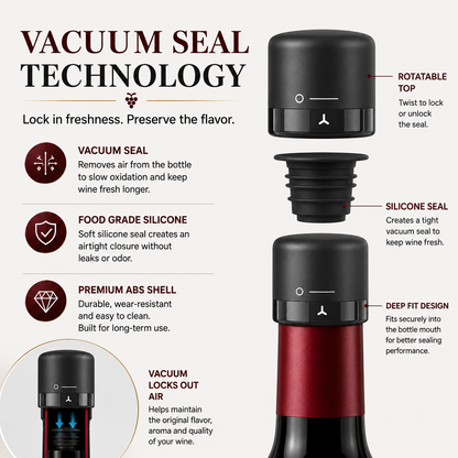🍷 Premium Vacuum Wine Stopper – Keep Wine Fresh Longer with Airtight Seal