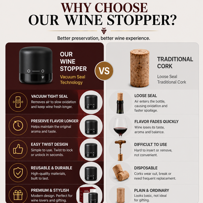 🍷 Premium Vacuum Wine Stopper – Keep Wine Fresh Longer with Airtight Seal