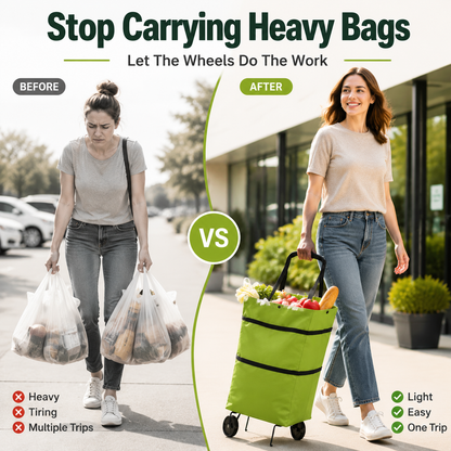 🛒 Lightweight Foldable Grocery Cart-The Rolling Shopping Bag That Saves Your Back