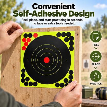 🎯 8" Peel-and-Stick Shooting Targets – 50-Pack Bullseye Stickers