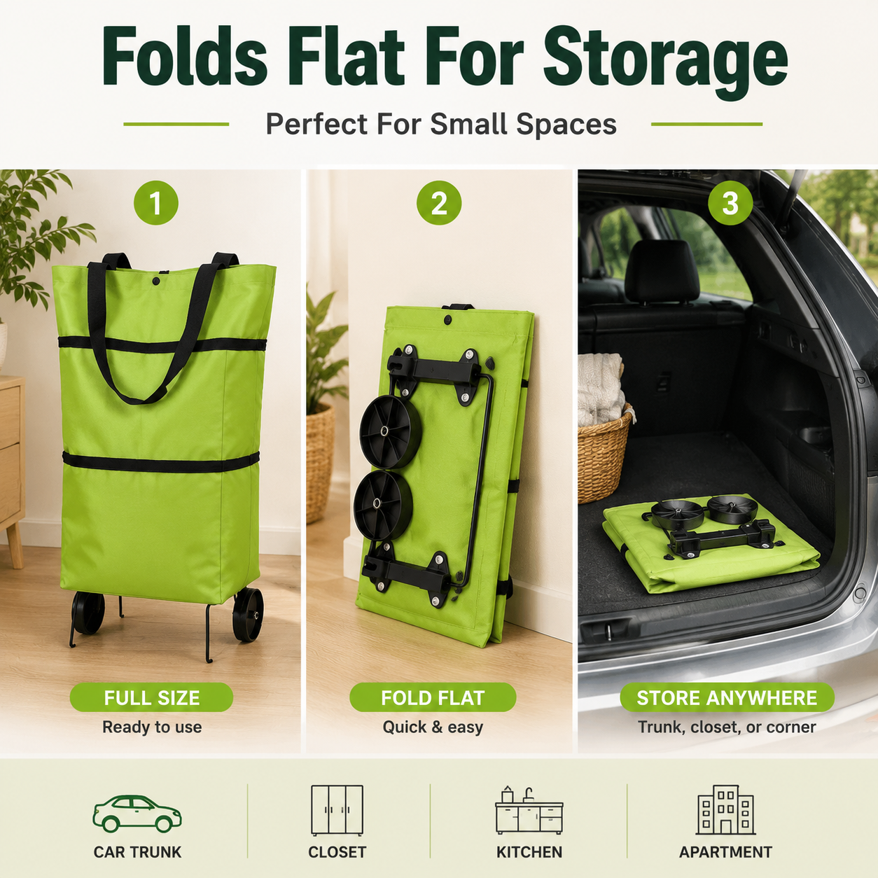 🛒 Lightweight Foldable Grocery Cart-The Rolling Shopping Bag That Saves Your Back