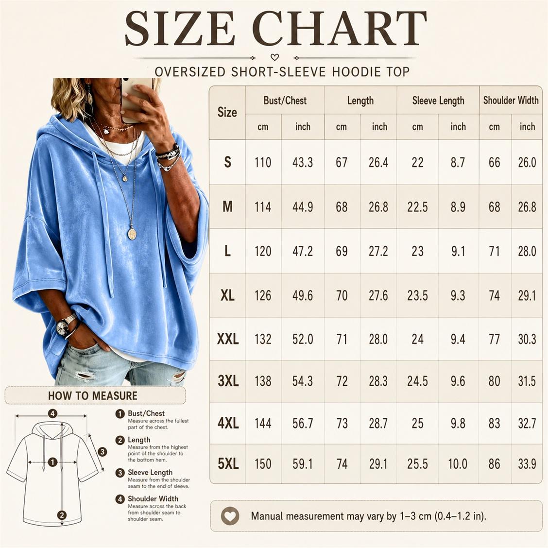👗 Women's Minimalist Velour Hoodie – Loose Fit, 3/4 Sleeves, Soft Velvet Pullover for Fall & Winter