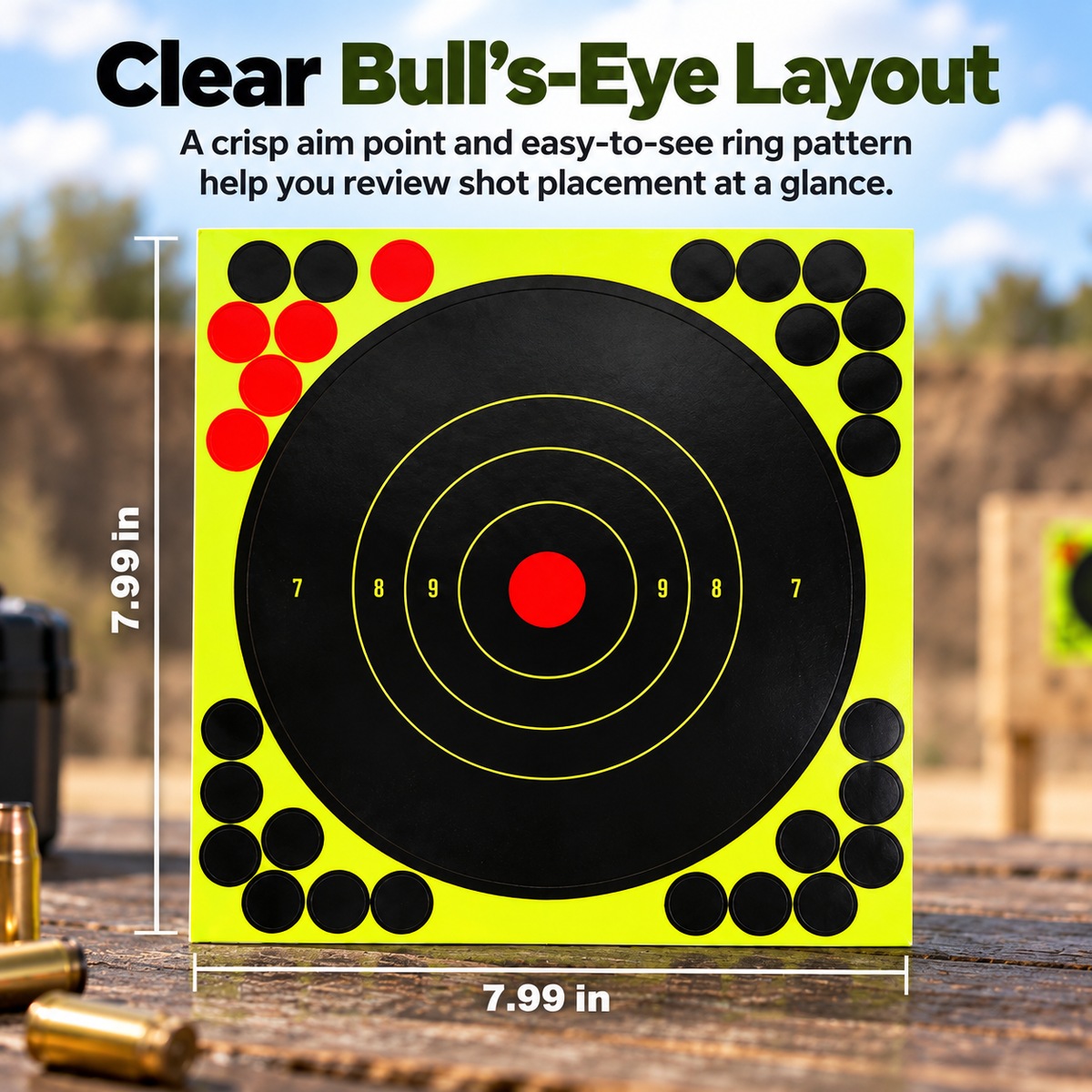 🎯 8" Peel-and-Stick Shooting Targets – 50-Pack Bullseye Stickers