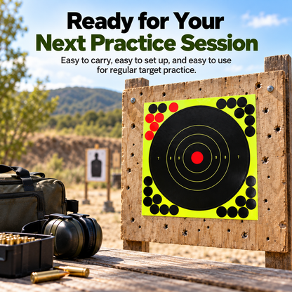 🎯 8" Peel-and-Stick Shooting Targets – 50-Pack Bullseye Stickers
