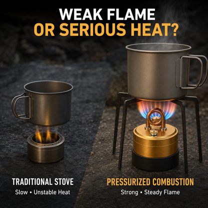 🔥 Self-Pressurized Alcohol Stove – Lightweight Aluminum & Copper Burner for Hiking, Survival & Camping 🏕️✨