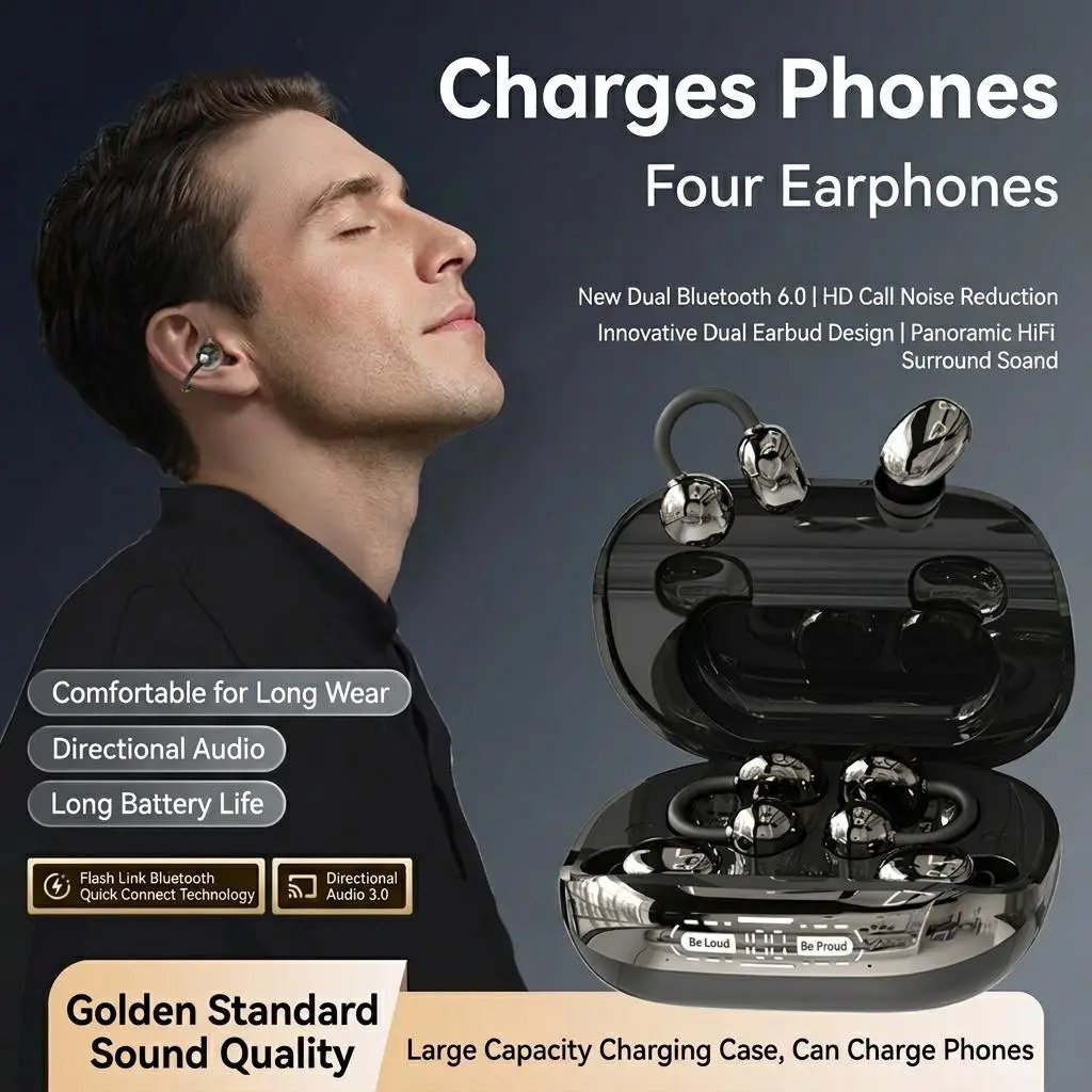 GT600S 4-Earbud Bluetooth Set with Power Bank Case
