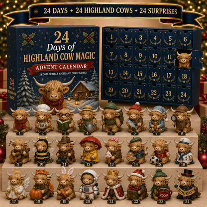 24 Days of Highland Cow Magic Advent Calendar – 24 Collectible Christmas Highland Cow Surprises