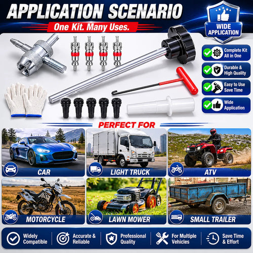 🚗 No More Slow Leaks – Tire Valve Repair Tool Kit for Quick DIY Replacement