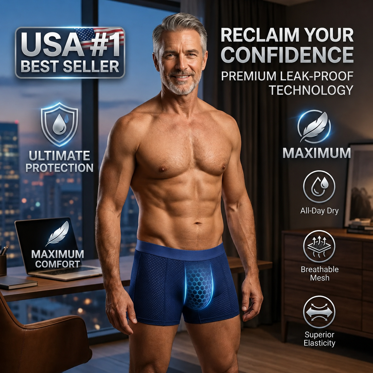 Premium Leakproof Ice Silk Mesh Men's Boxer Briefs