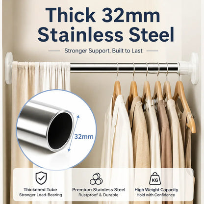 ✨Drill-Free Adjustable Tension Rod – No Drilling, No Damage