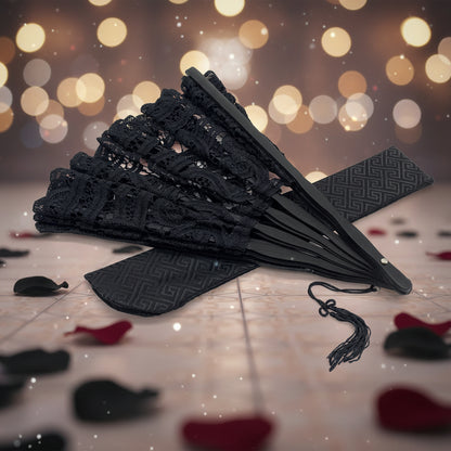 Midnight Drama Lace Hand Fan