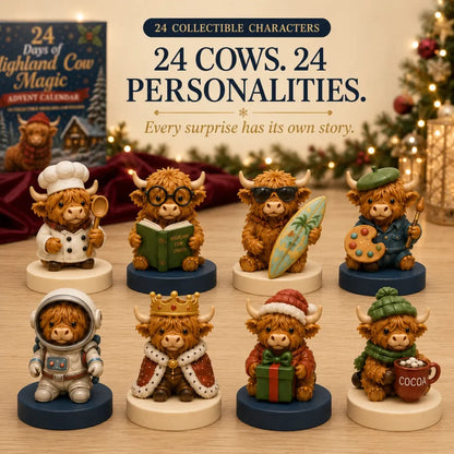 24 Days of Highland Cow Magic Advent Calendar – 24 Collectible Christmas Highland Cow Surprises
